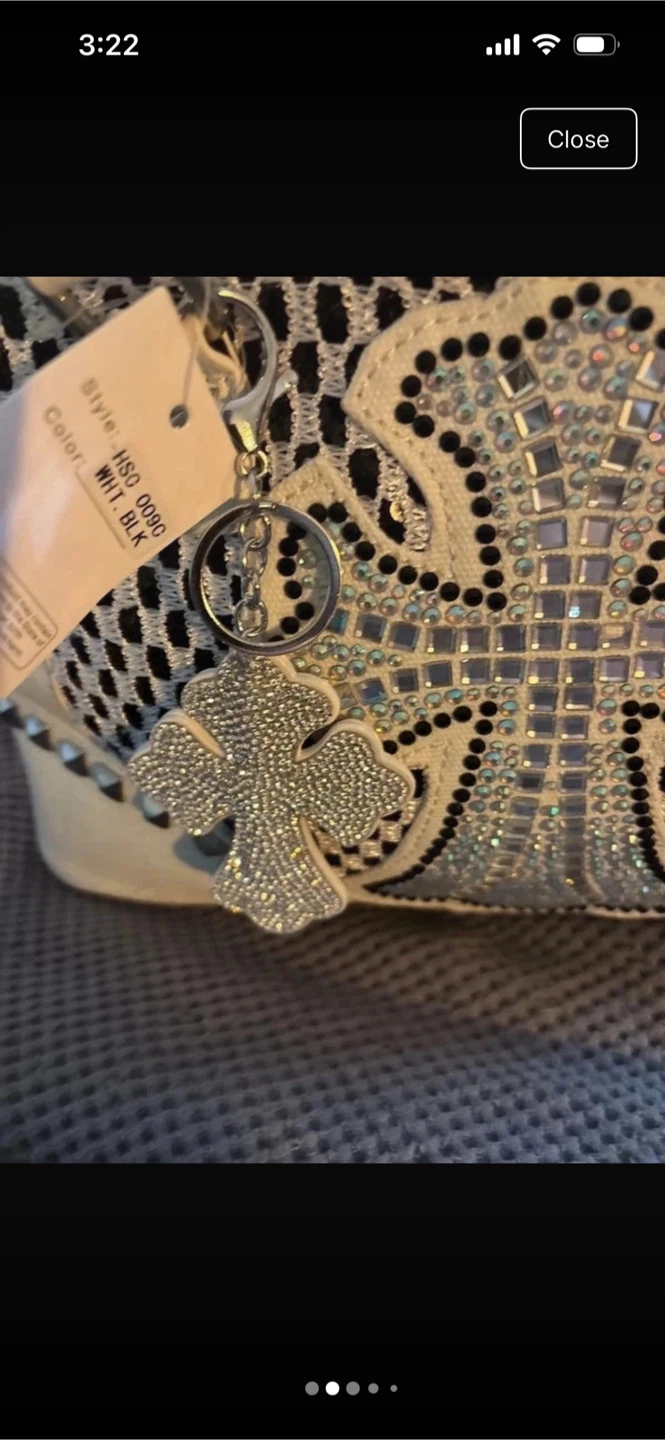 White and Black Embellished Handbag - photo 4