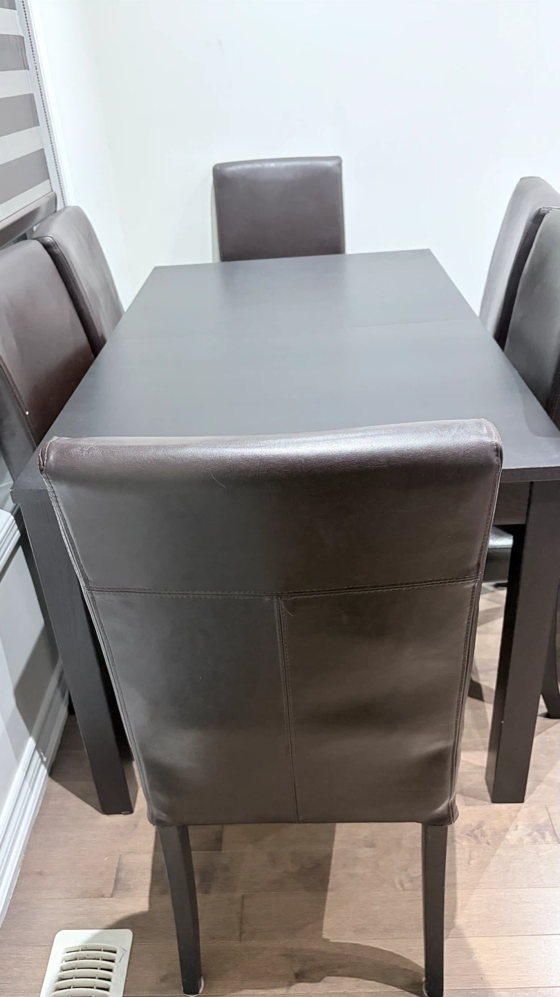 Dark Brown Dining Table and Chairs Set