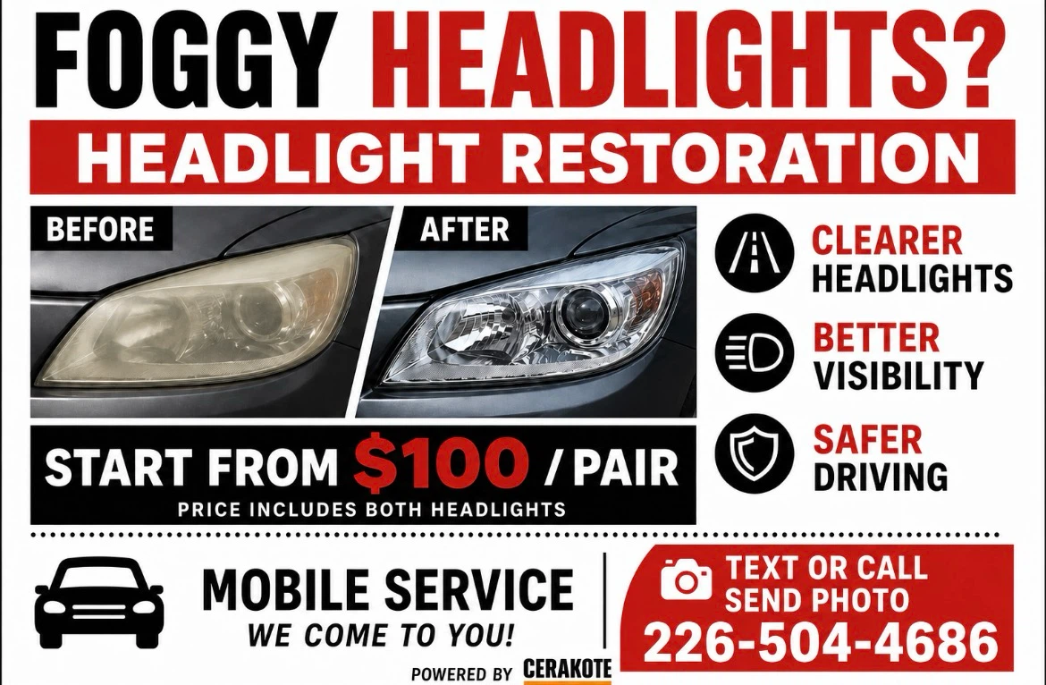 Headlight Restoration Service - Mobile Service