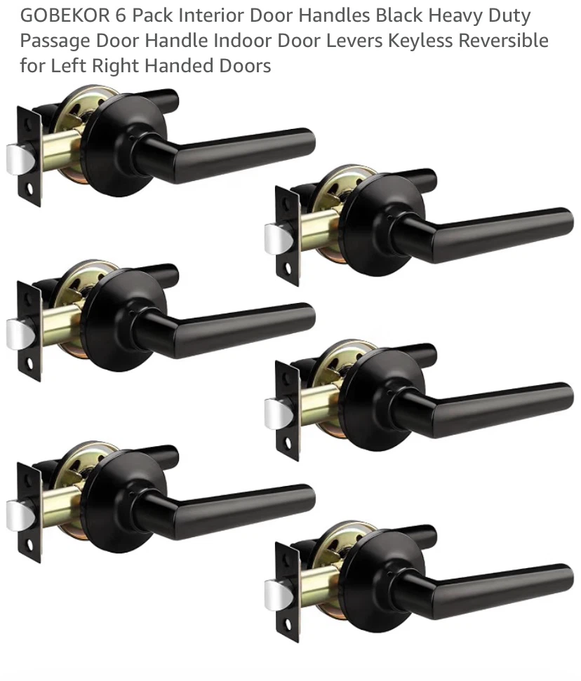 New GOBEKOR 6 Pack Interior Door Handles Black