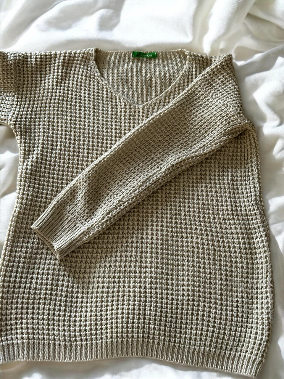 JF LESSON V-Neck Waffle Knit Sweater - photo 3