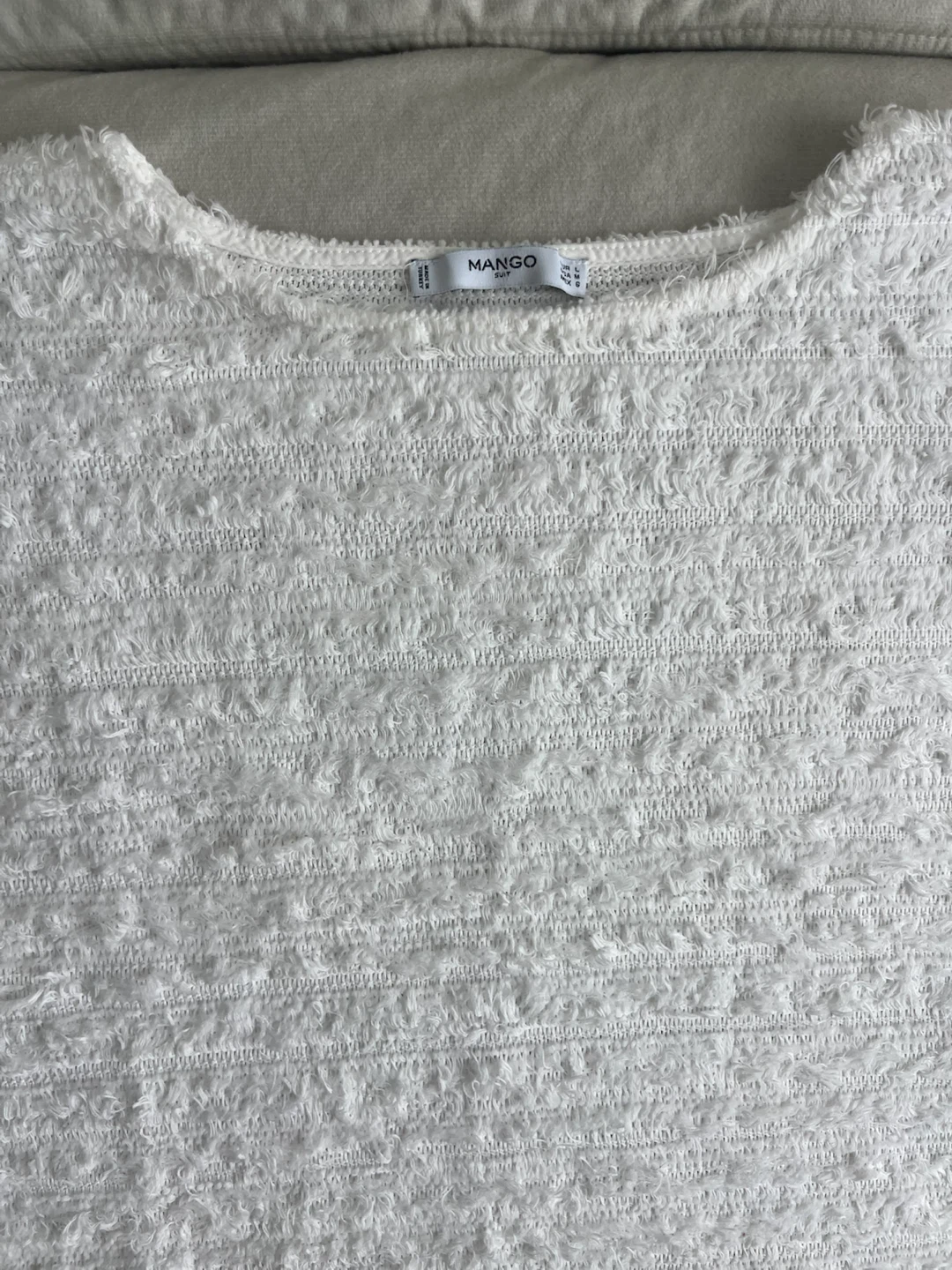 White Mango Suit Textured Knit Top - Size L