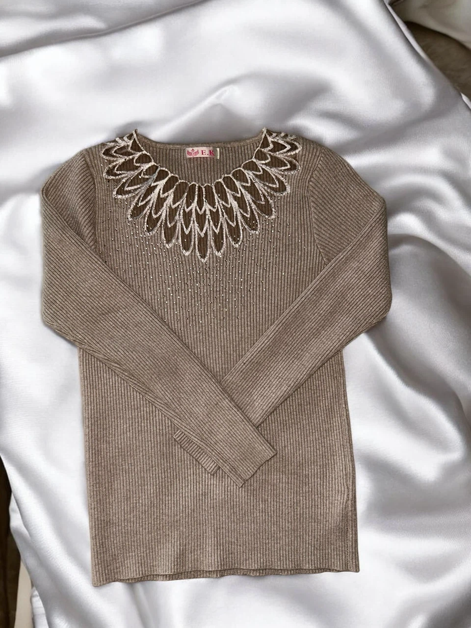 E.K. Women's Embellished Ribbed Sweater - photo 3