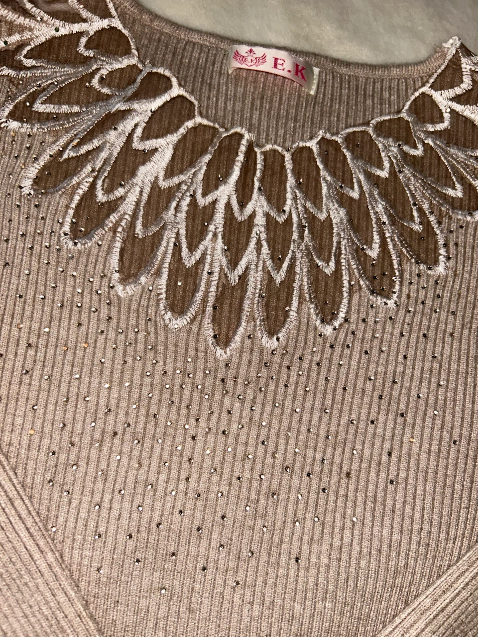 E.K. Women's Embellished Ribbed Sweater - photo 4