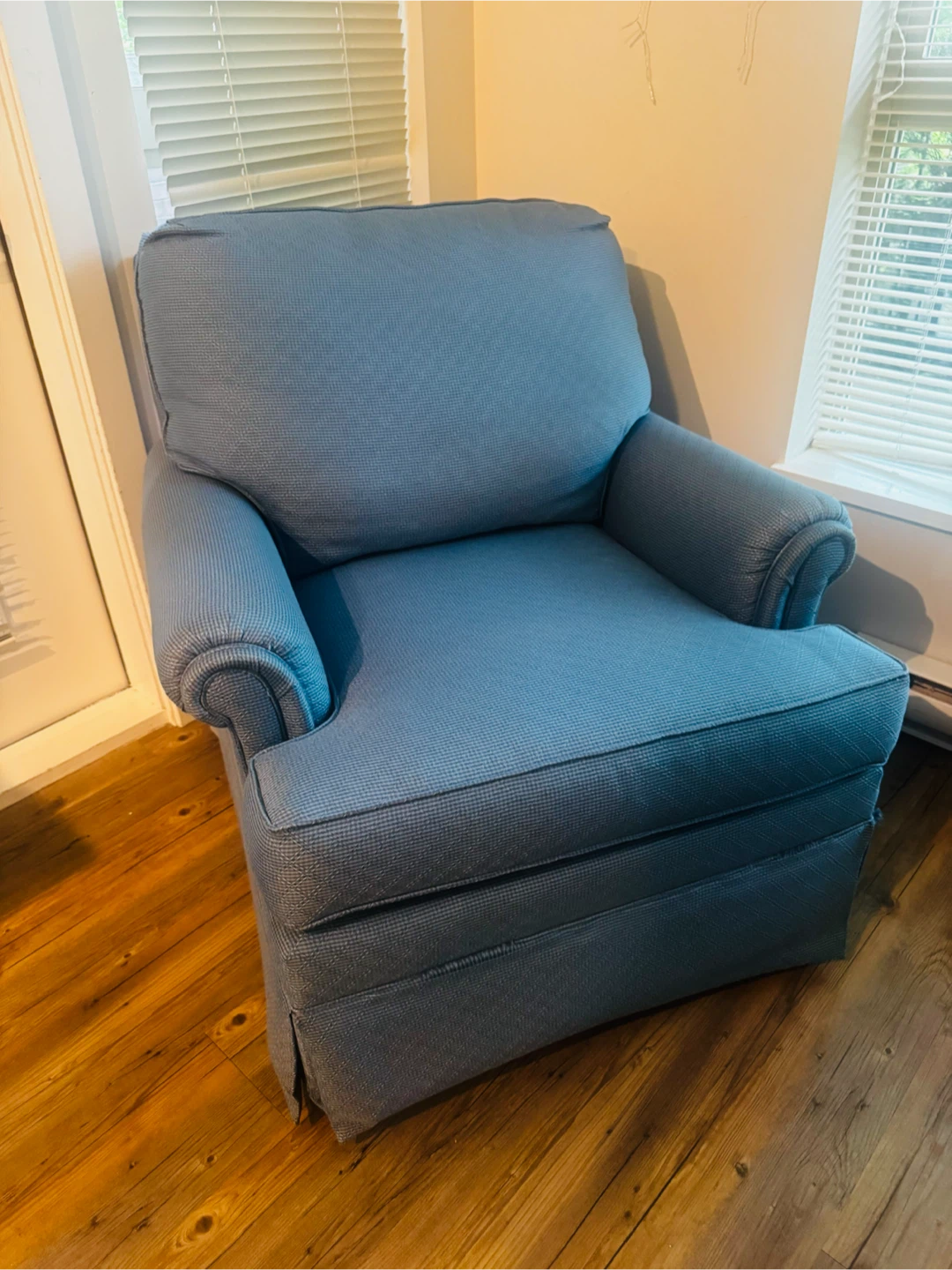 Ethan Allen Blue Swivel Armchairs