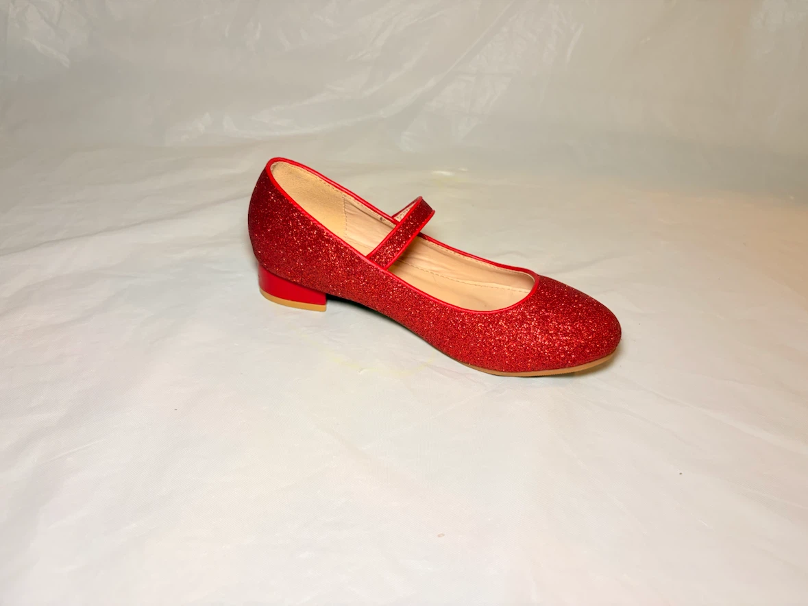 Girls' Red Glitter Mary Jane Shoes Size 35