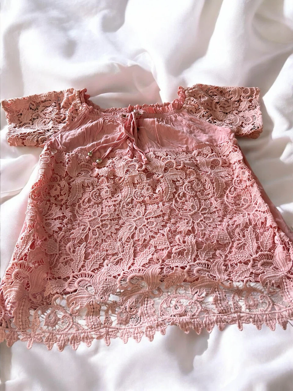 Pink Lace Off-the-Shoulder Top - photo 2
