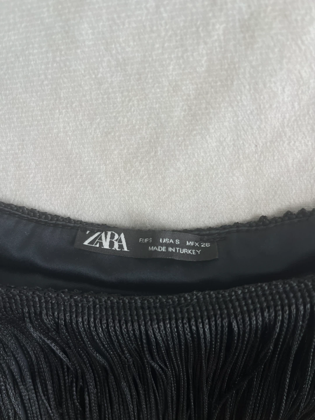 Black Fringed Crop Top - Zara - Size S - photo 2