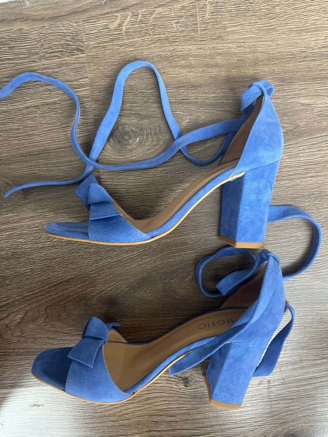 Blue Suede Lace-Up Block Heels 38
