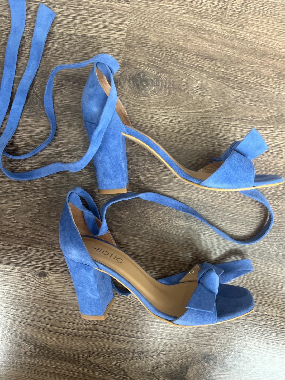Blue Suede Lace-Up Block Heels 38 - photo 2