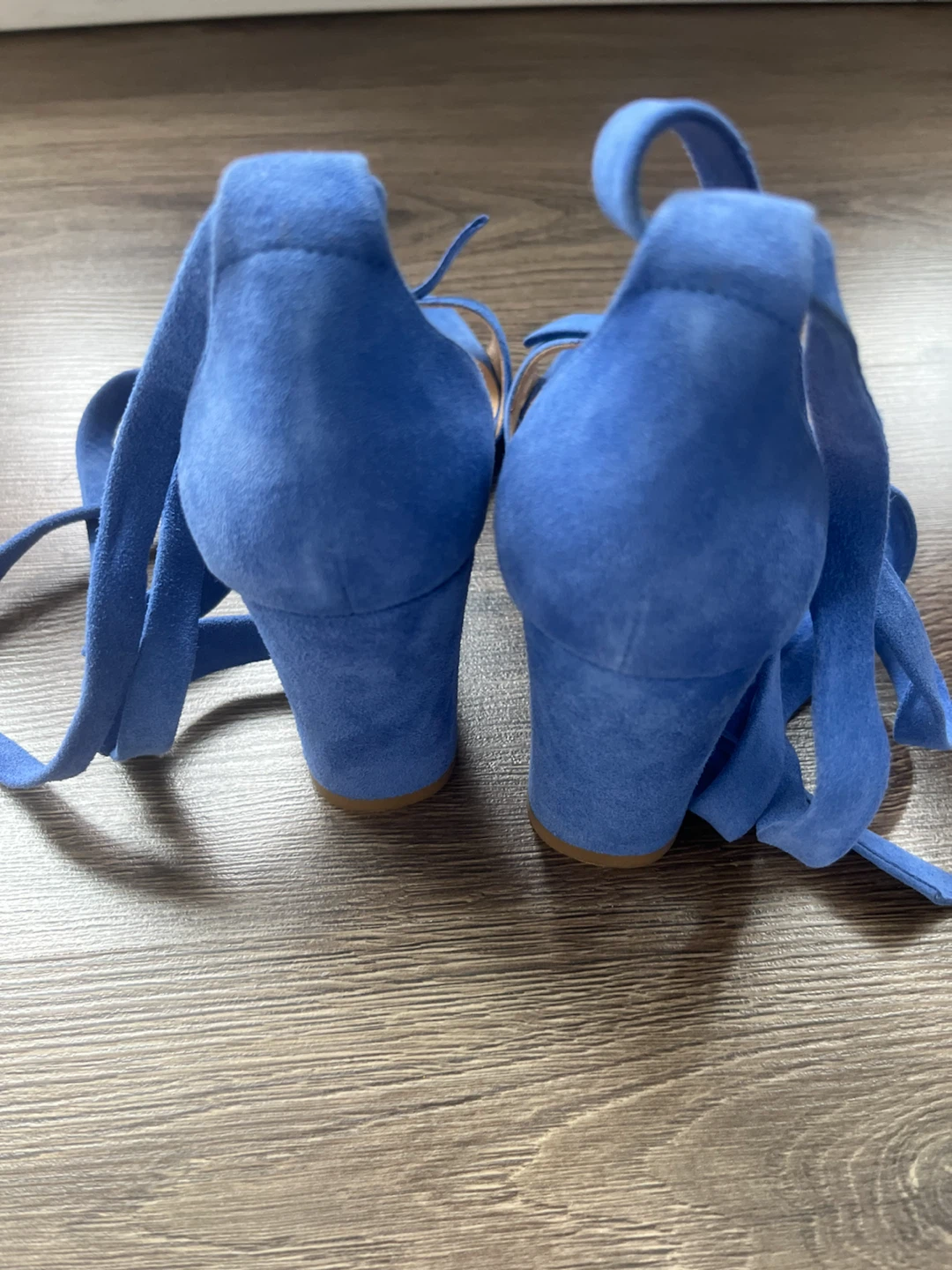 Blue Suede Lace-Up Block Heels 38 - photo 4