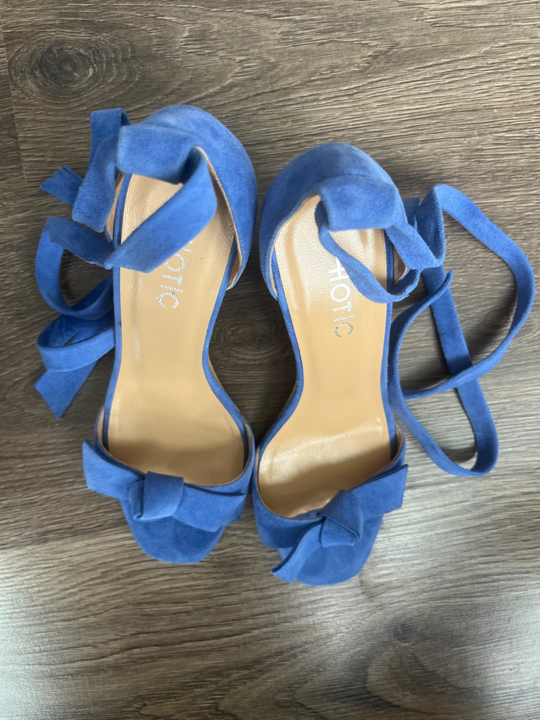Blue Suede Lace-Up Block Heels 38 - photo 5