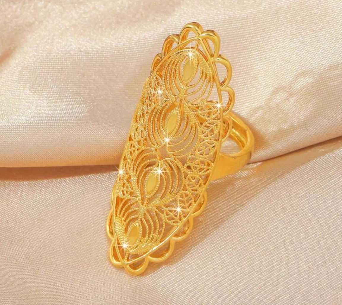 Gold Tone Ornate Statement Ring