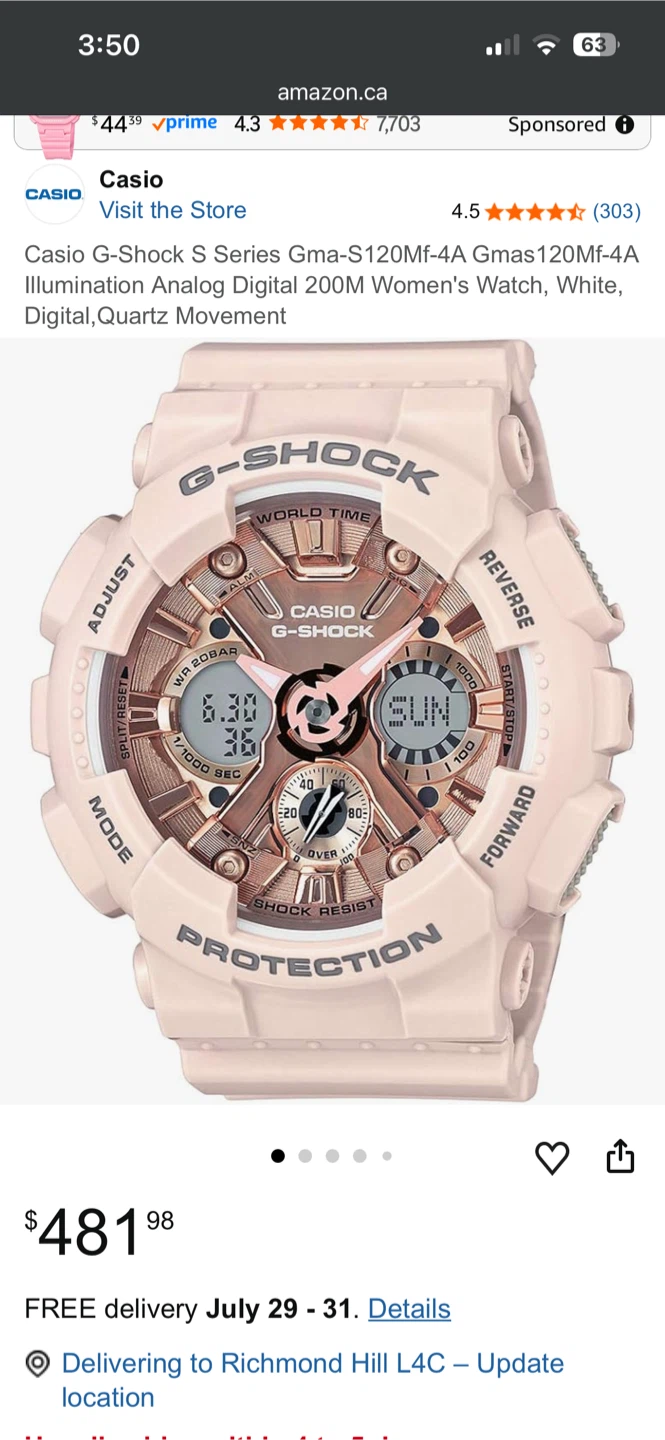 Casio G-Shock S Series GMA-S120MF-4A Watch - Baby Pink/Rose Gold - photo 3