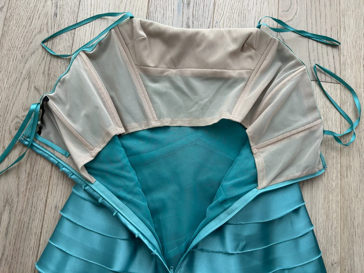 BCBGMAXAZRIA Teal Strapless Tiered Cocktail Dress Size 2 - photo 4