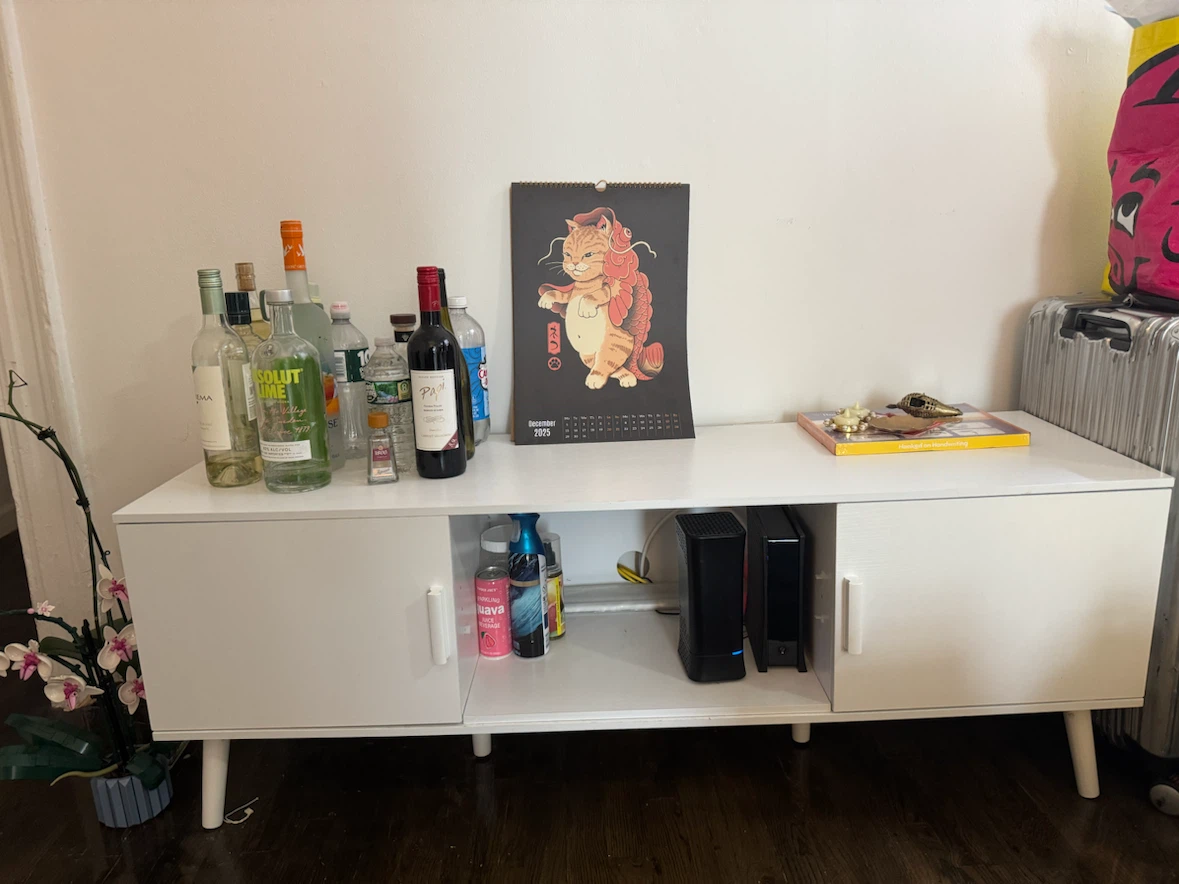 White TV Stand with Storage