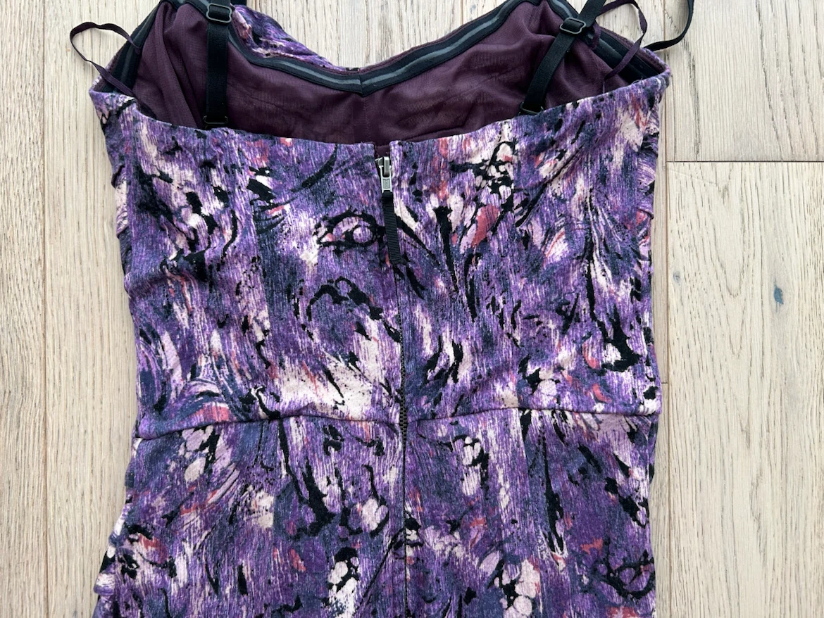 Guess Ruched Purple Abstract Print Dress Size M - photo 2