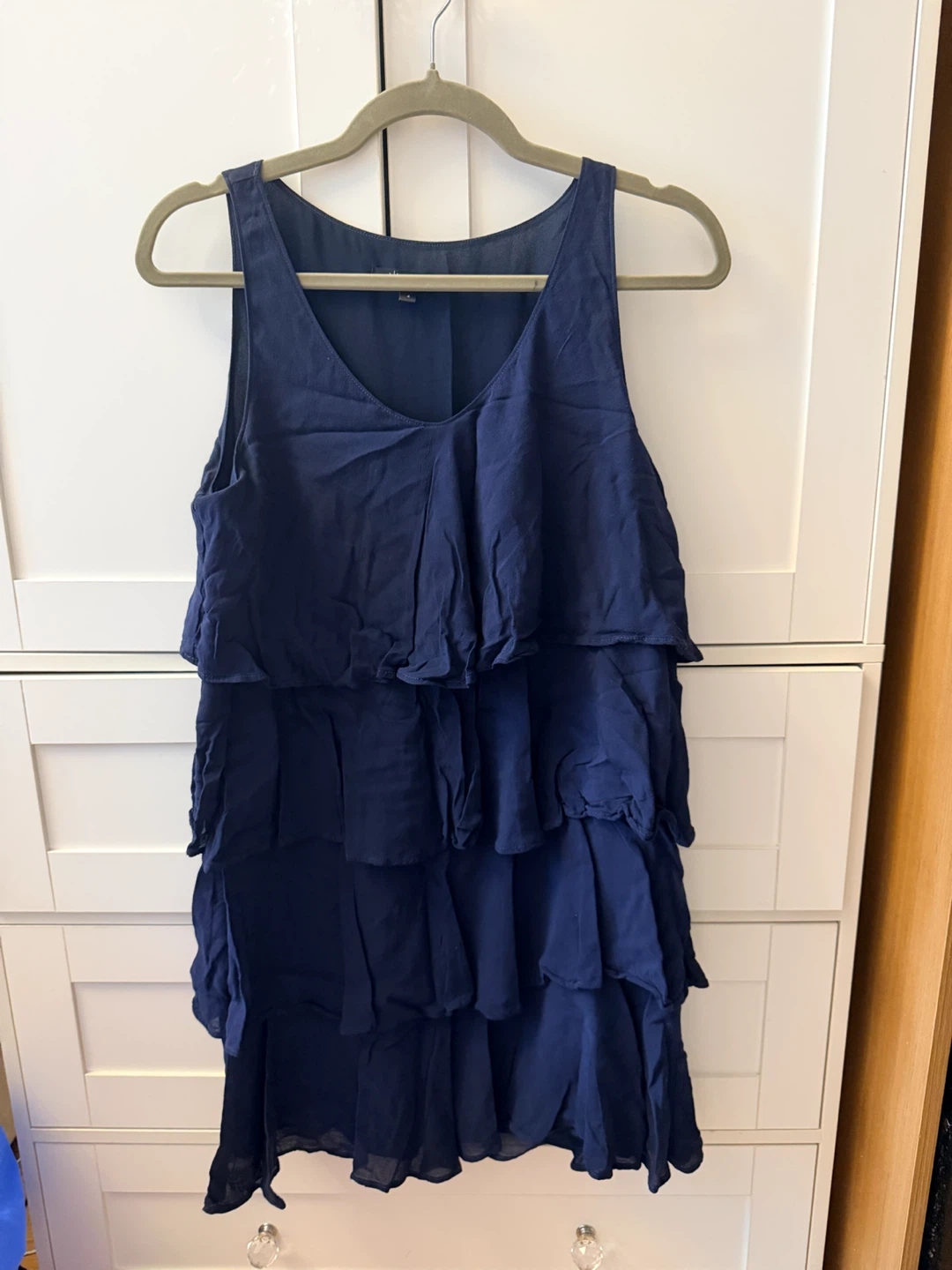 Navy Blue Tiered Ruffle Dress