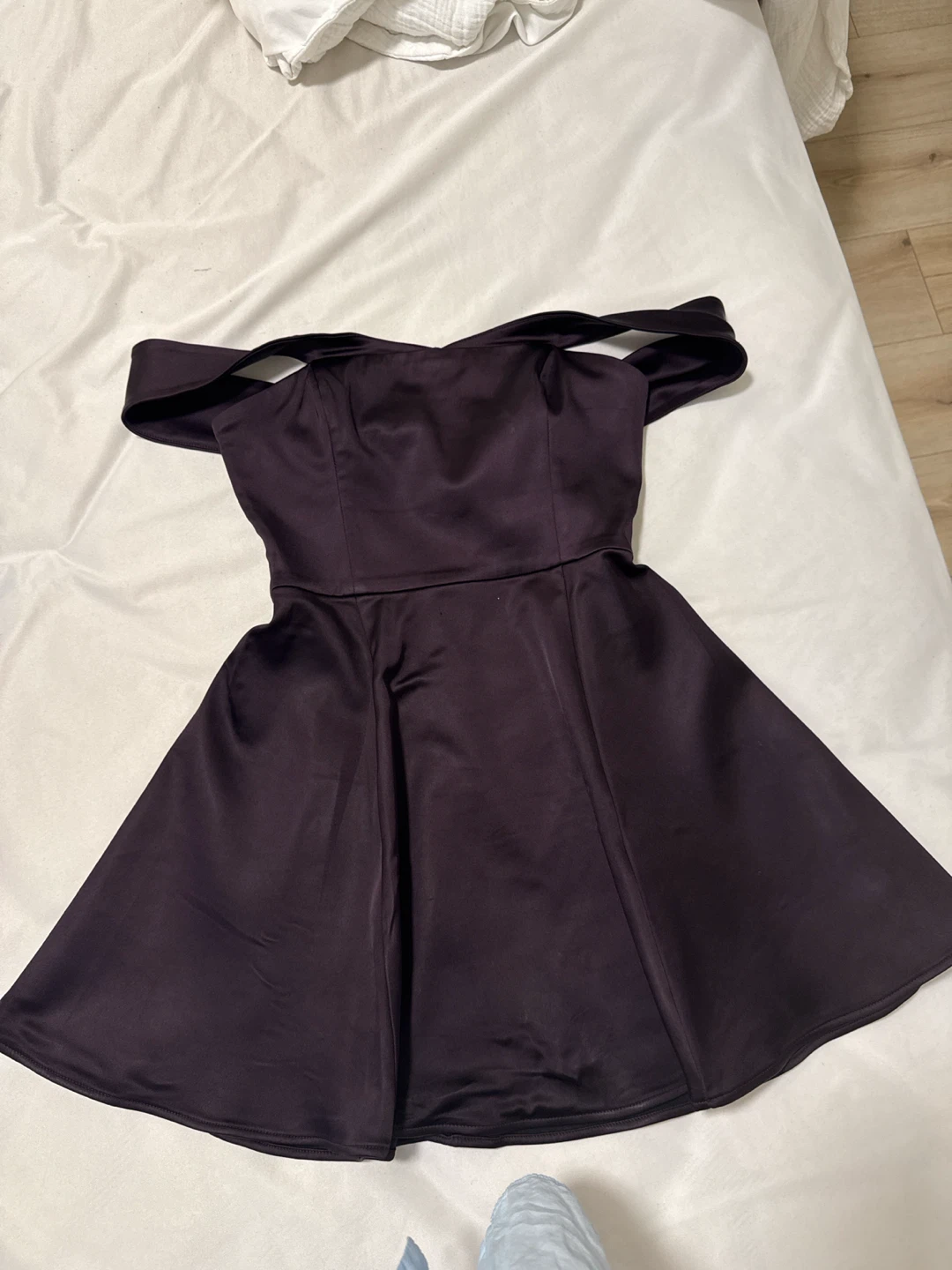 Aritzia Off-the-Shoulder Satin Dress