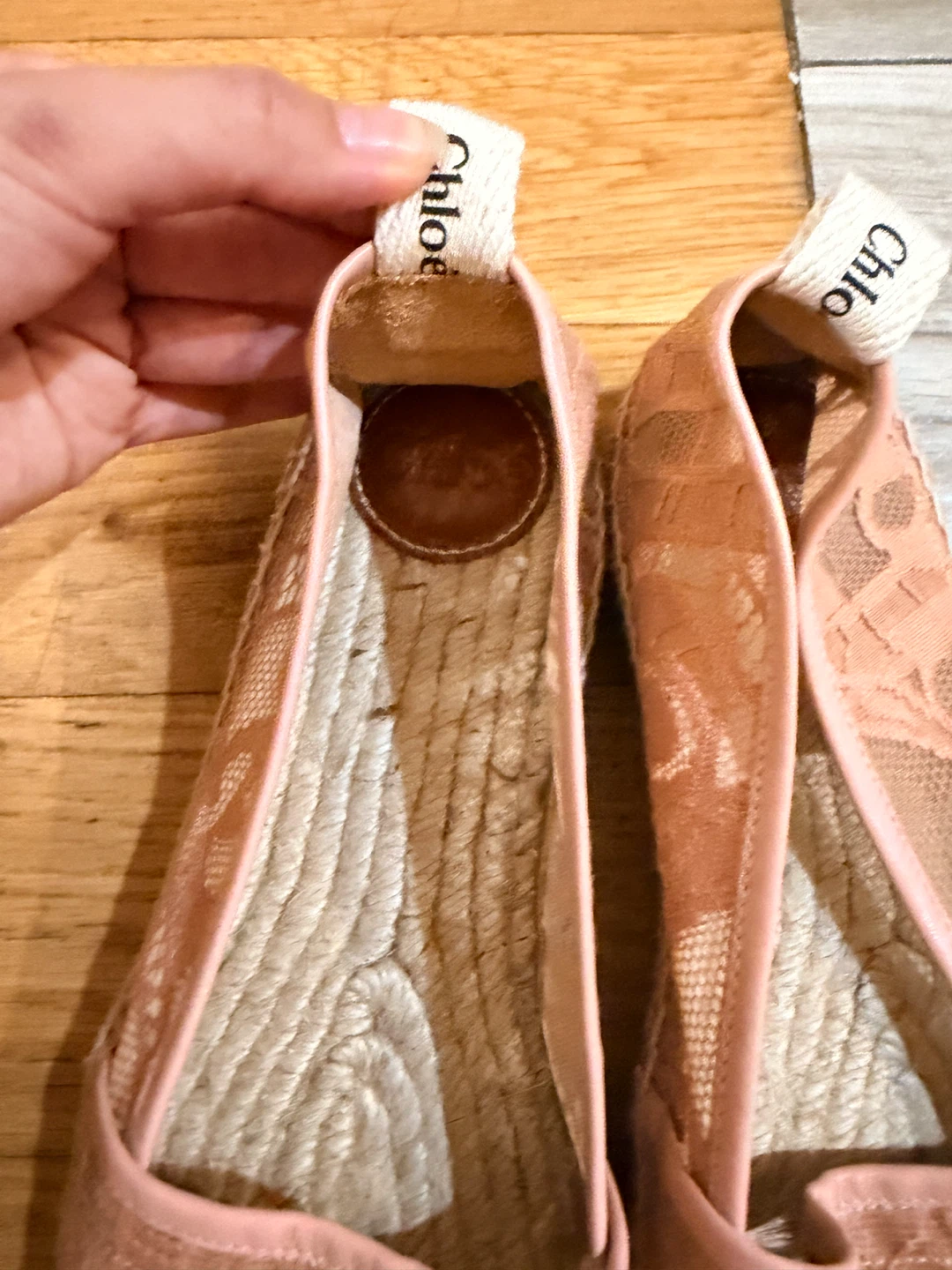 Chloe Espadrilles Pink Lace Flats - photo 2