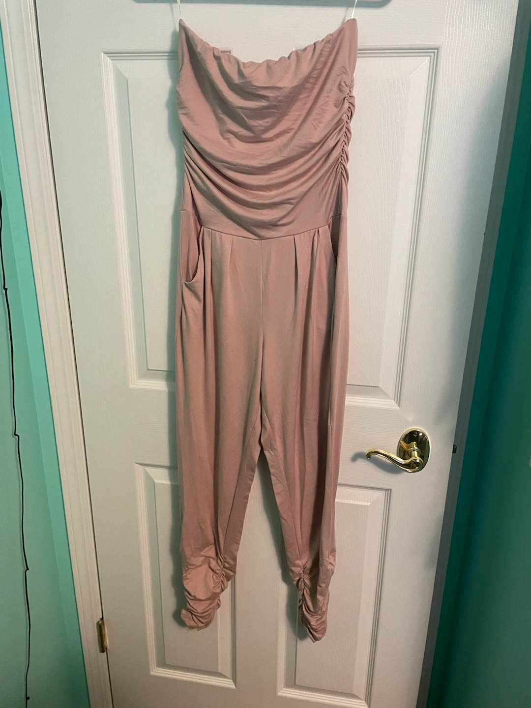 Streetwear Society Strapless Ruched Jumpsuit