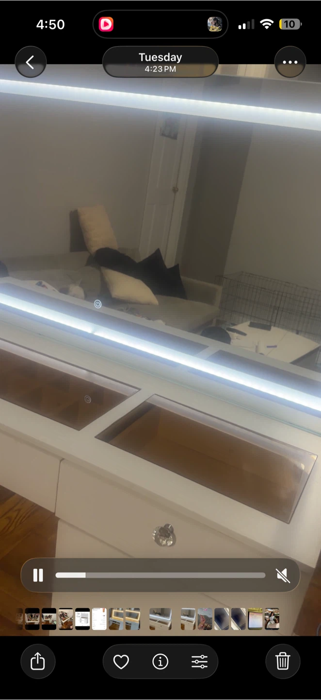 White Vanity Desk with LED Mirror