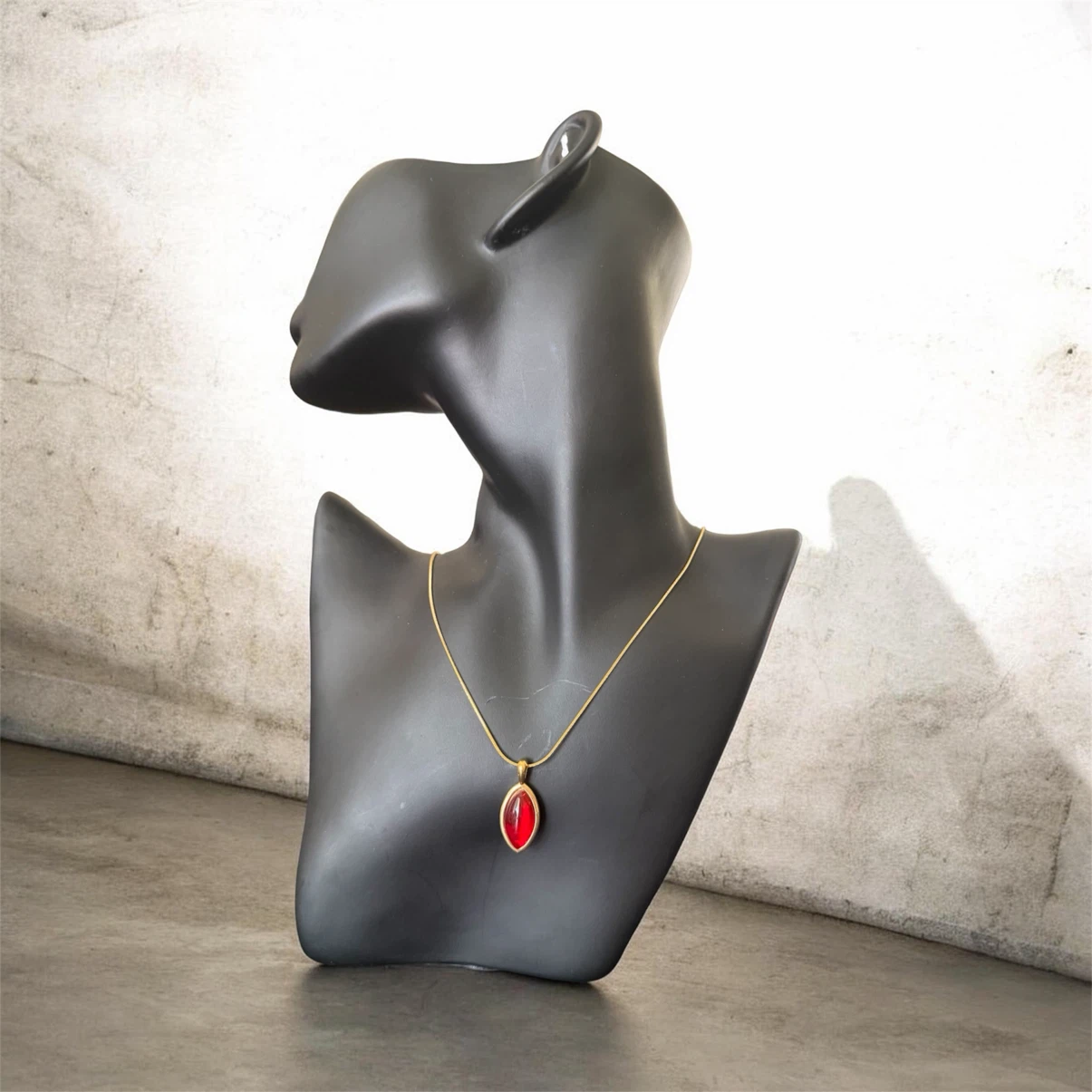 Gold-tone necklace with red pendant - photo 2