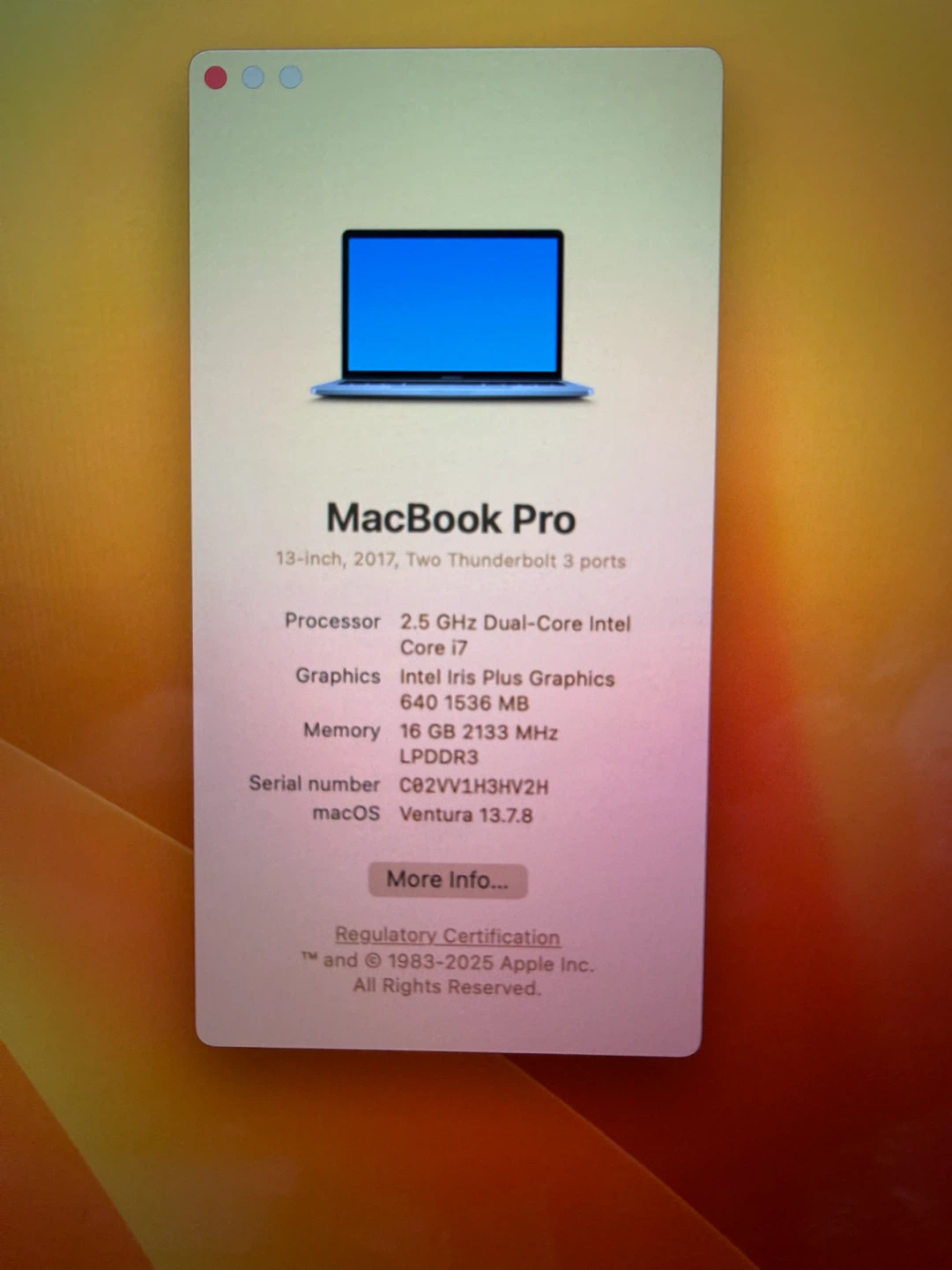 MacBook Pro 13 inch 2017 16GB RAM 1TB SSD - photo 2