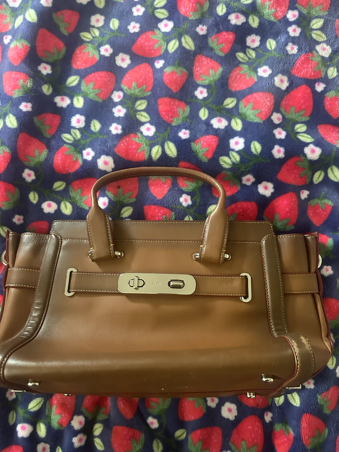 Coach Brown Leather Tote Bag with Strap
