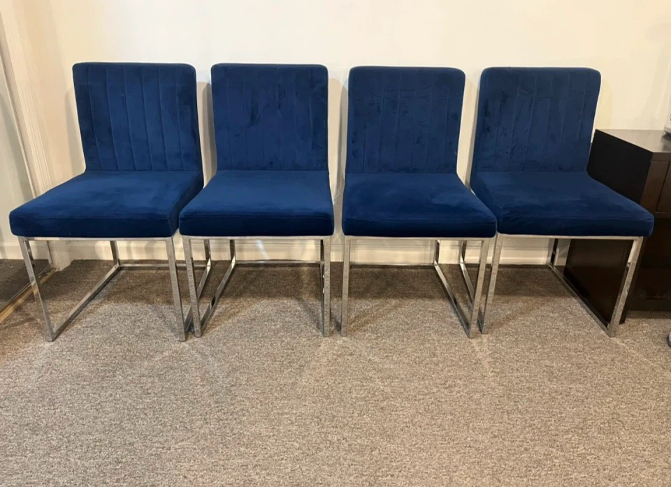 Velvet Upholstered Dining Chairs (Set of 4) $200 or Best Offer
