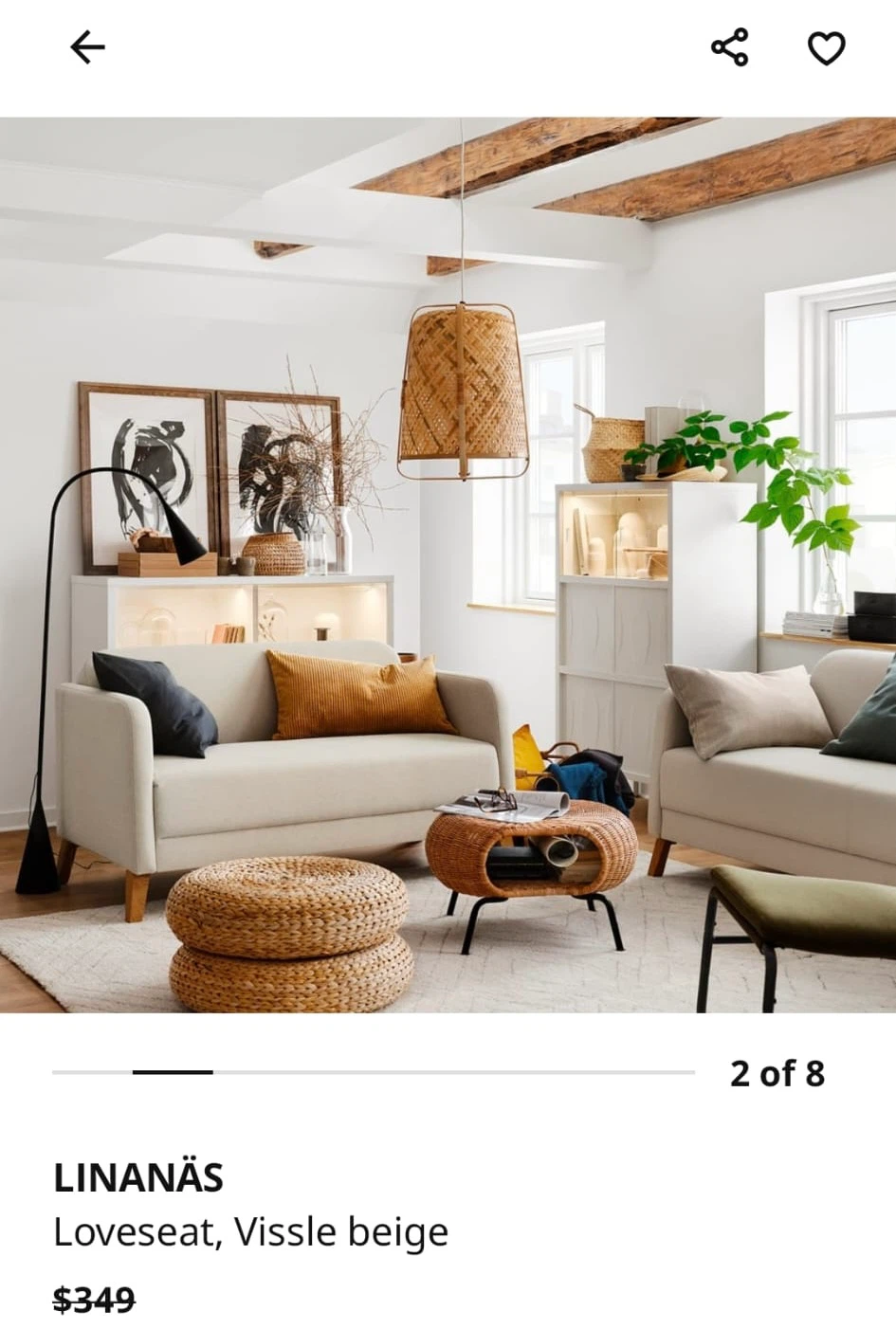 IKEA LINANÄS Loveseat, Vissle beige