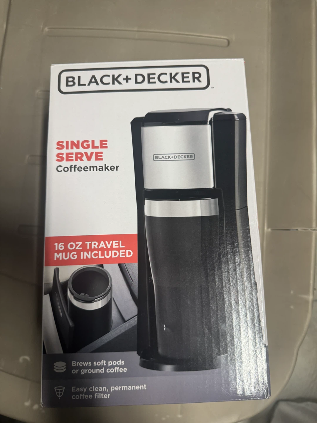 BLACK+DECKER Single Serve Coffeemaker with 16 OZ Travel Mug