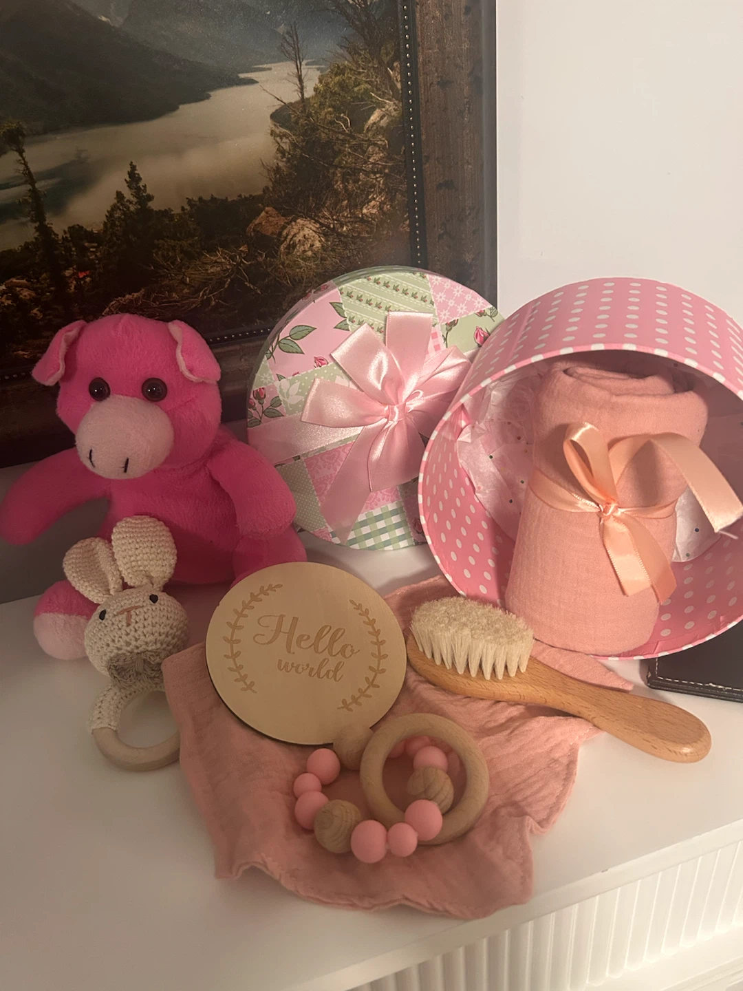 Pink Baby Gift Set with Plush Toy