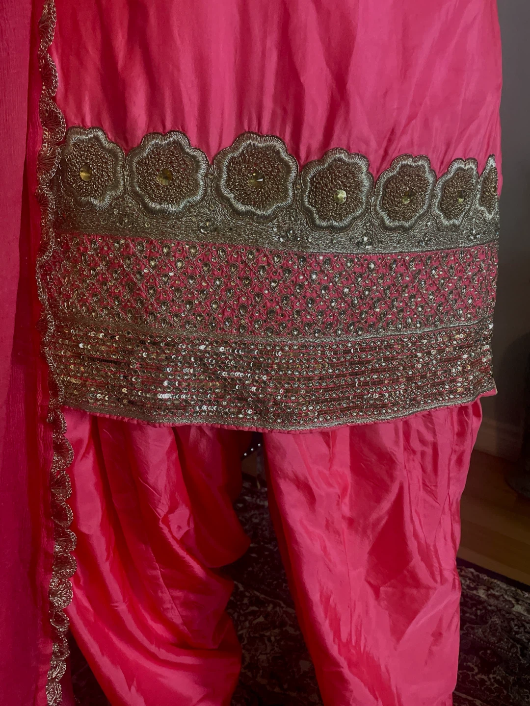 Pink Salwar Kameez with Gold Embellishments - photo 5