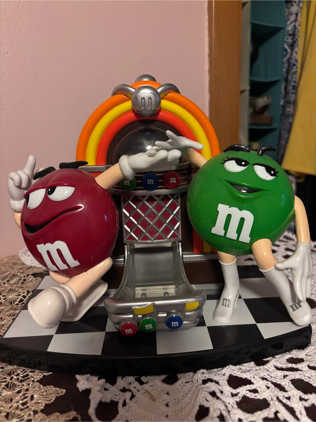 M&M's Jukebox Dispenser with Red and Green Characters