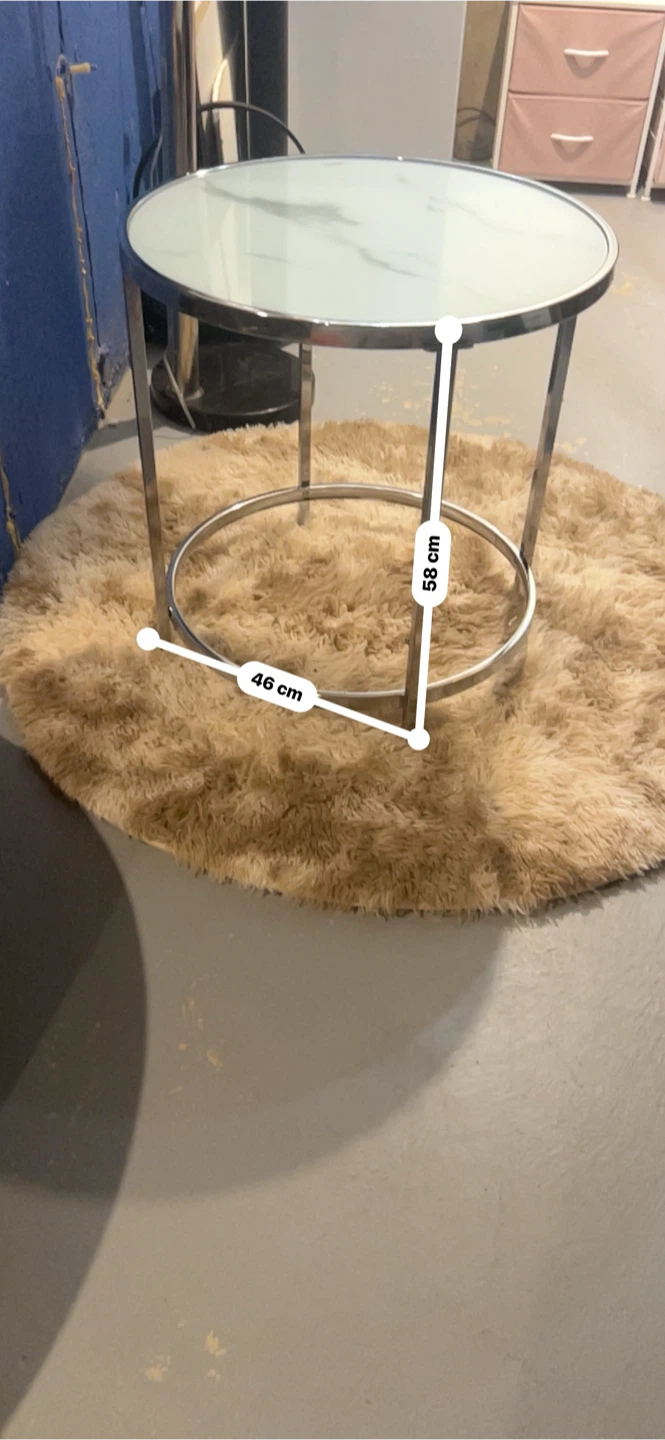 Round Side Table with Marble Top