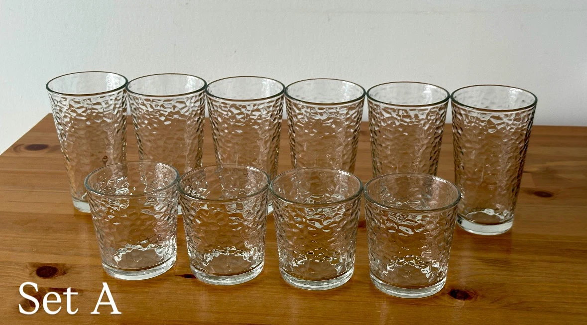 Set of 10 Textured Glass Tumblers