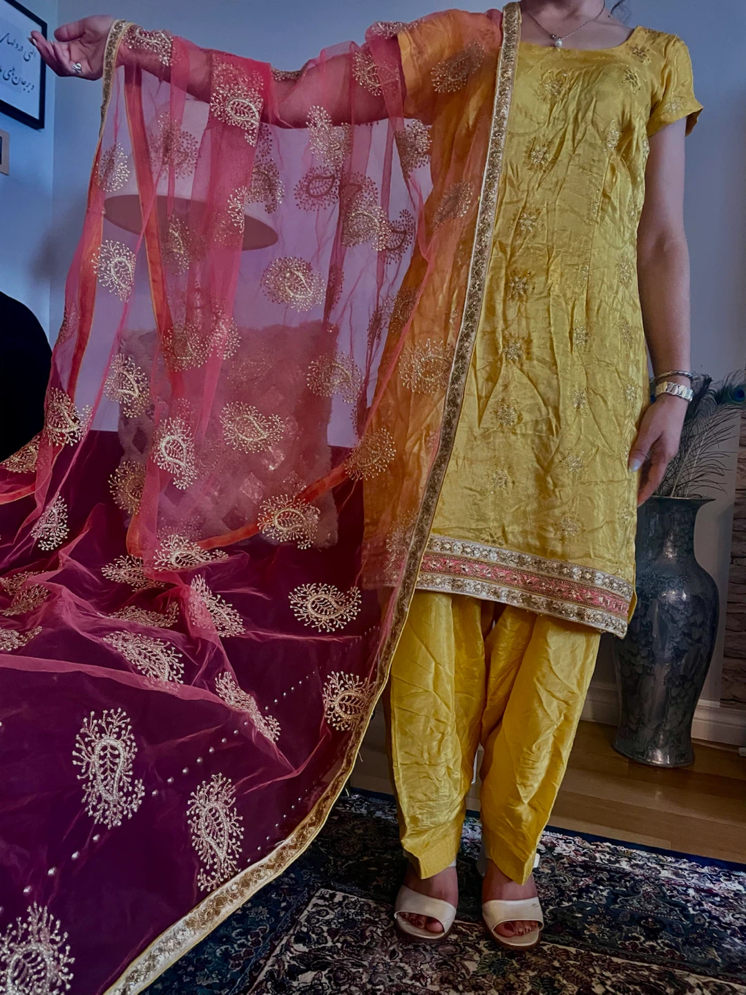 Yellow Embroidered Salwar Kameez with Dupatta