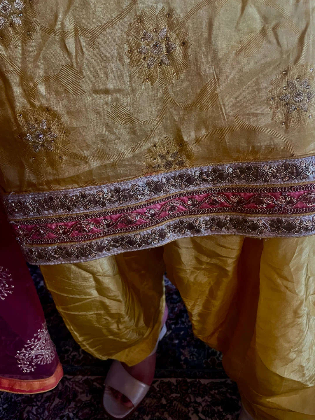 Yellow Embroidered Salwar Kameez with Dupatta - photo 4