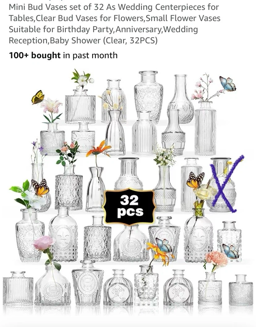 Mini Clear Glass Bud Vases Set of 31