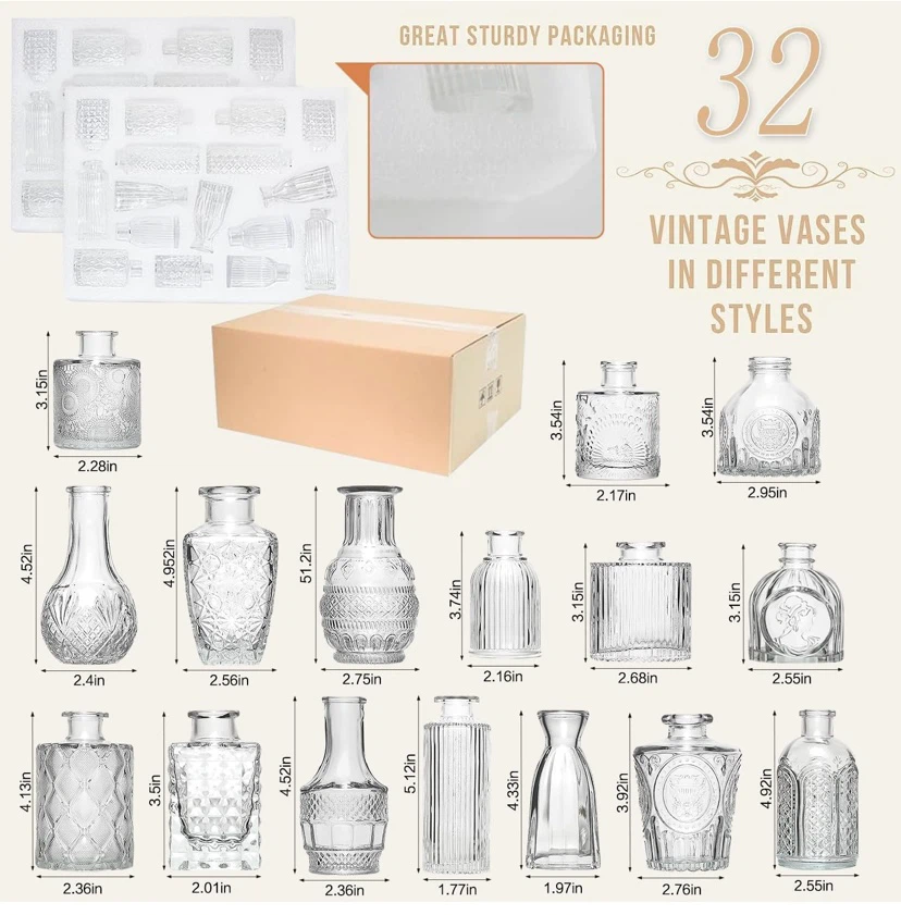 Mini Clear Glass Bud Vases Set of 31 - photo 3