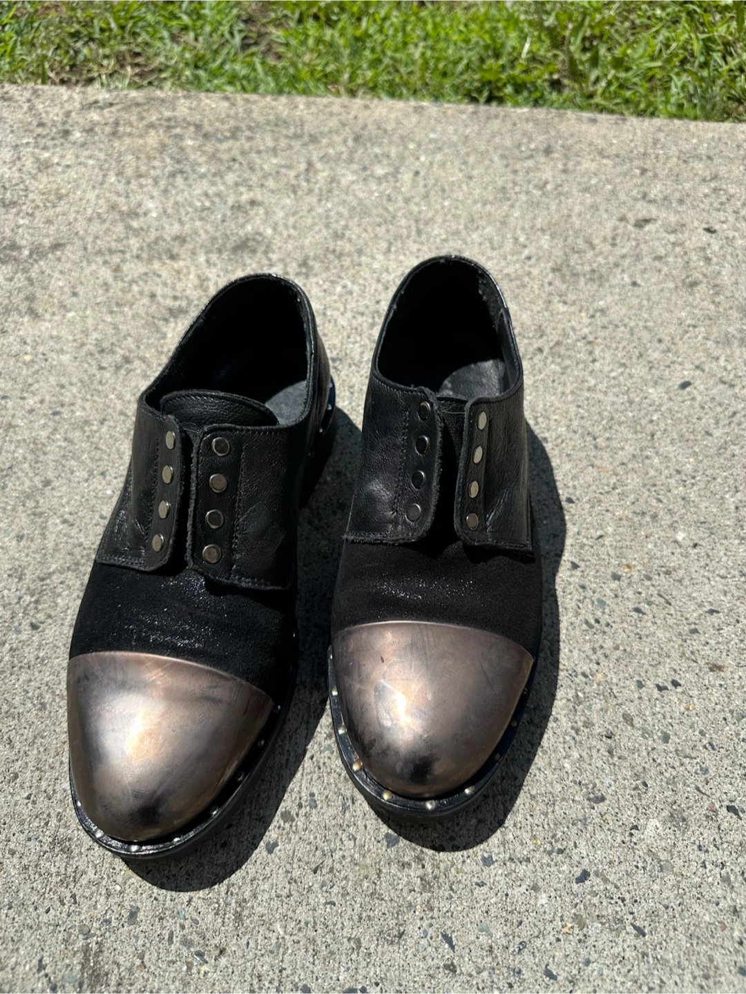Black Leather & Suede Cap Toe Oxford Shoes