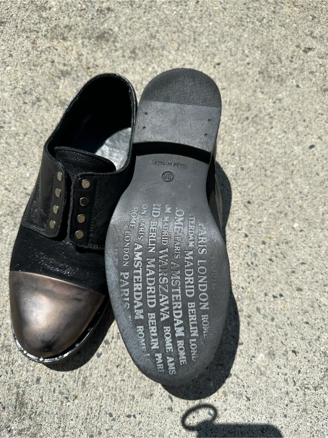 Black Leather & Suede Cap Toe Oxford Shoes - photo 3