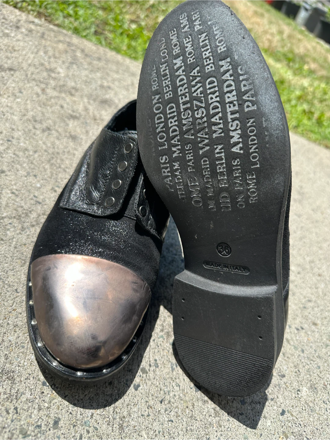 Black Leather & Suede Cap Toe Oxford Shoes - photo 4
