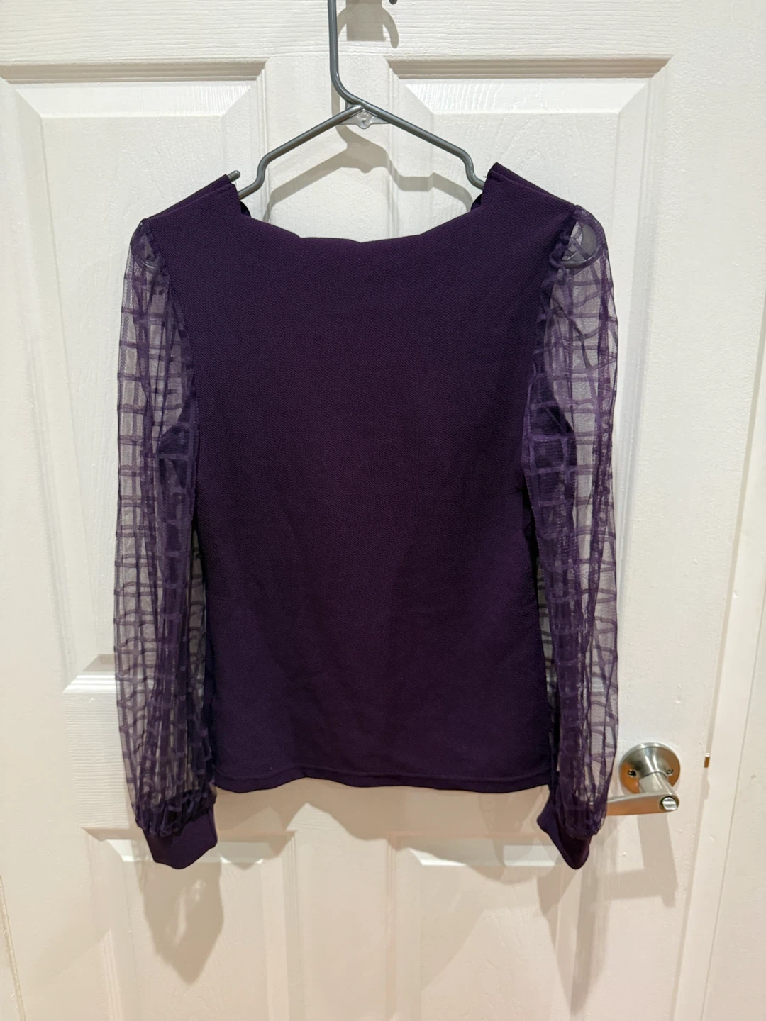 SHEIN Purple Sheer Sleeve Top - photo 3