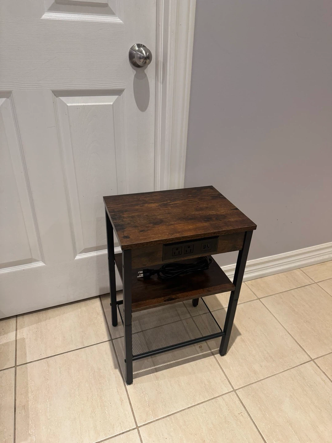 End Table with Built-in Outlet and USB Ports