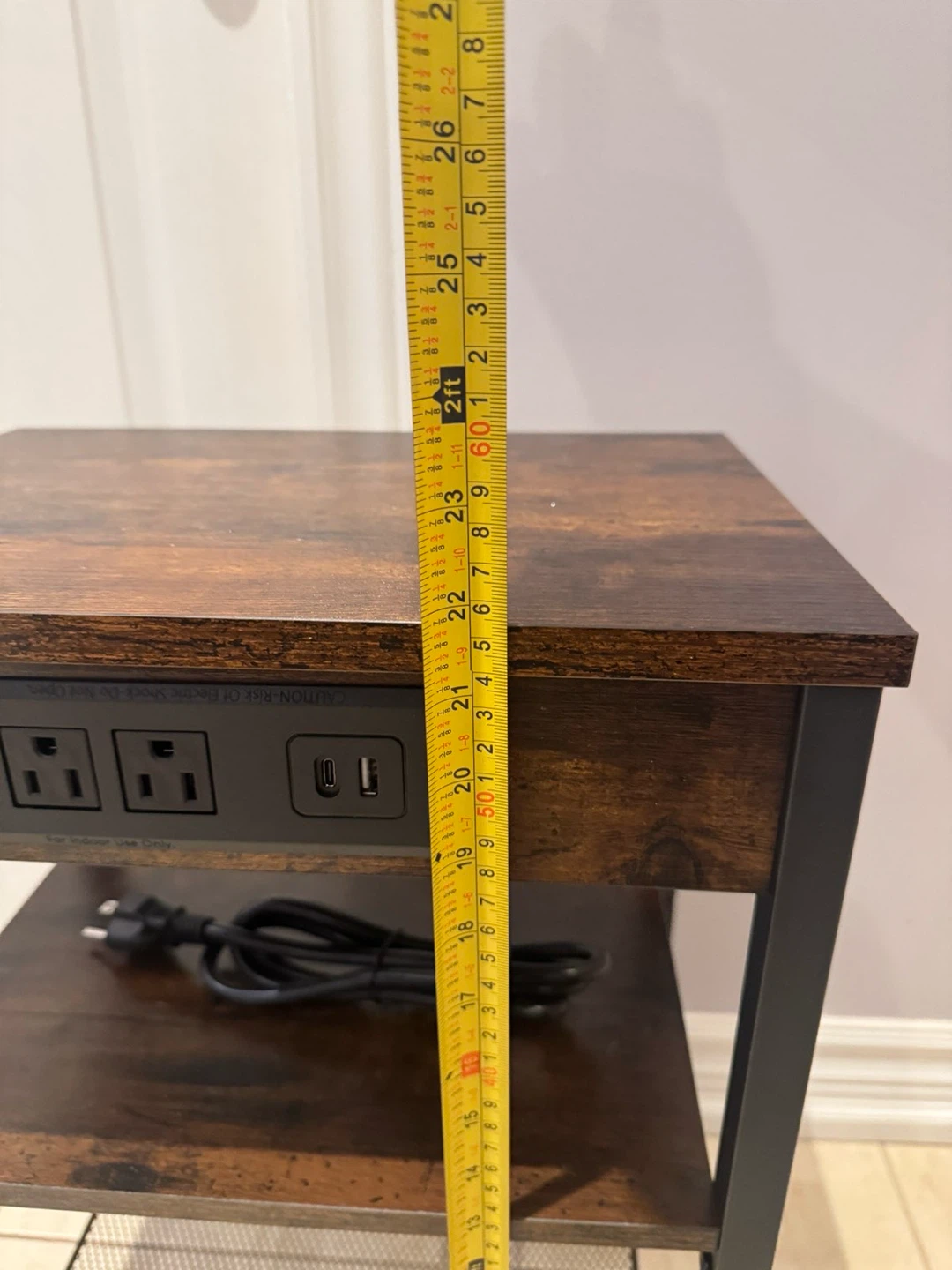 End Table with Built-in Outlet and USB Ports - photo 5