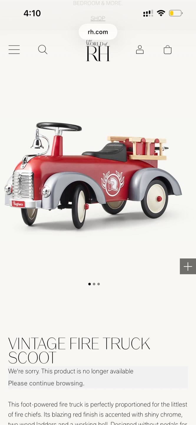 RH Vintage Fire Truck Ride-On Toy - photo 3