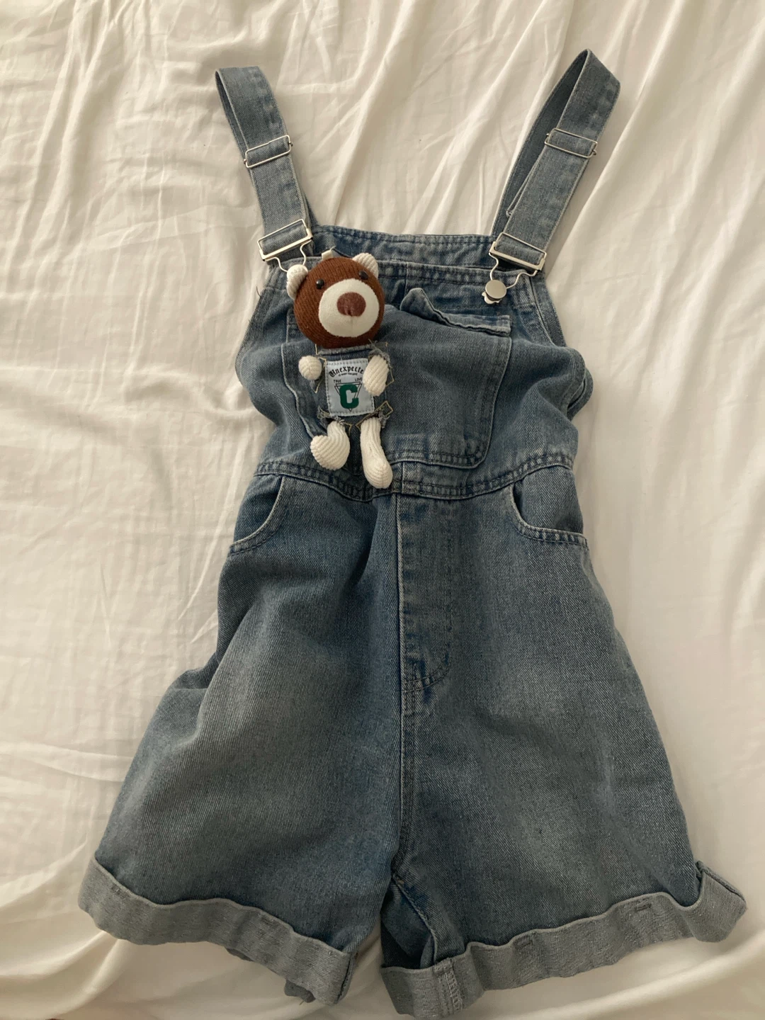 size two medium denim overalls
