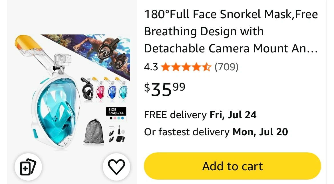 Full Face Snorkel Mask with Detachable Camera Mount - photo 2